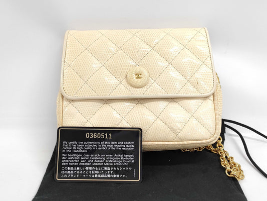 CHANEL Chain Shoulder Mini Lizard Shoulder Bag