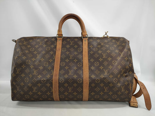 LOUIS VUITTON Monogram Keepall Bandouliere 55 Boston Bag