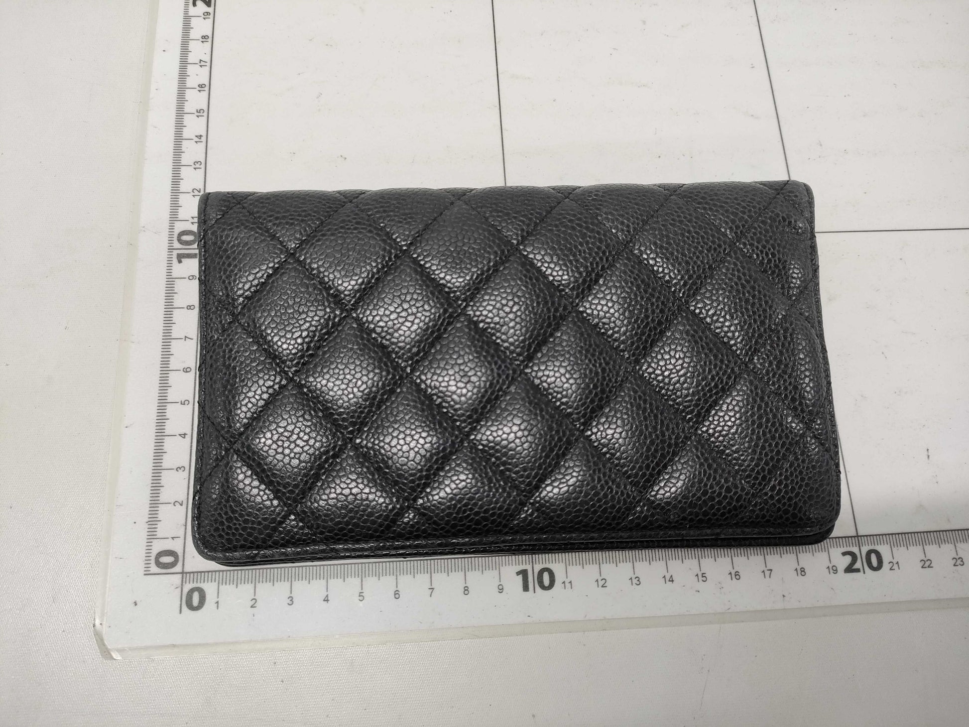 CHANEL Bi-fold Long Wallet, Caviar Leather, Silver Hardware, Black, 12 Series