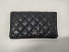 CHANEL Bi-fold Long Wallet, Caviar Leather, Silver Hardware, Black, 12 Series