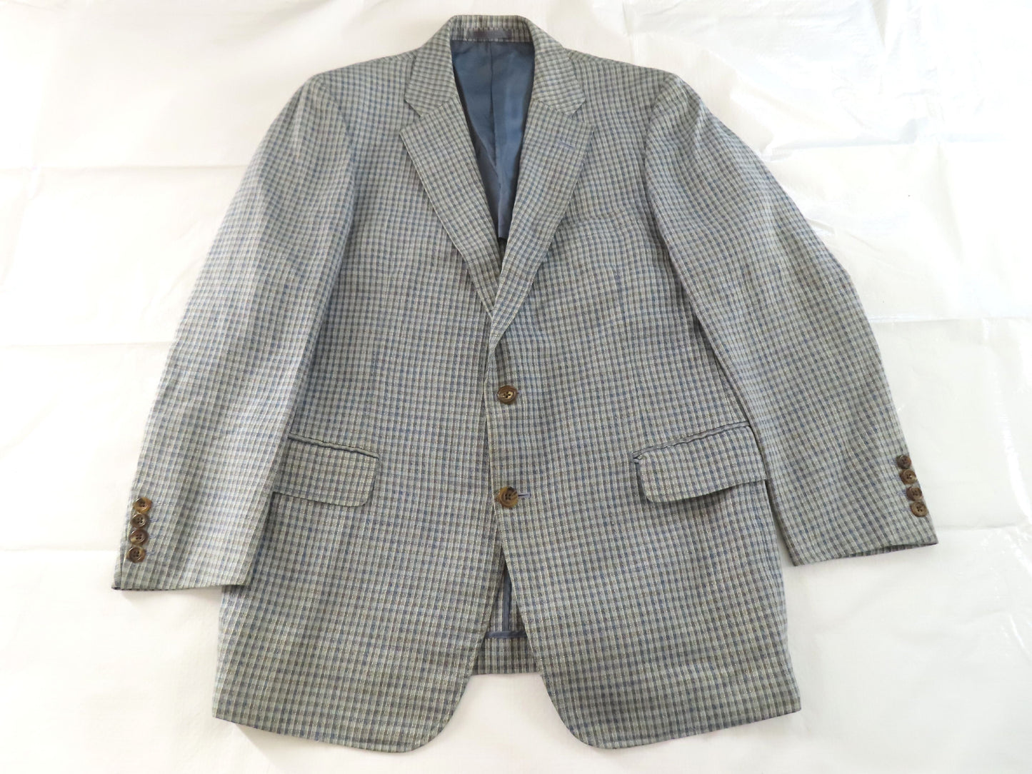 Burberry Men's Checked Rayon Linen Tailored Jacket, Size 170cm