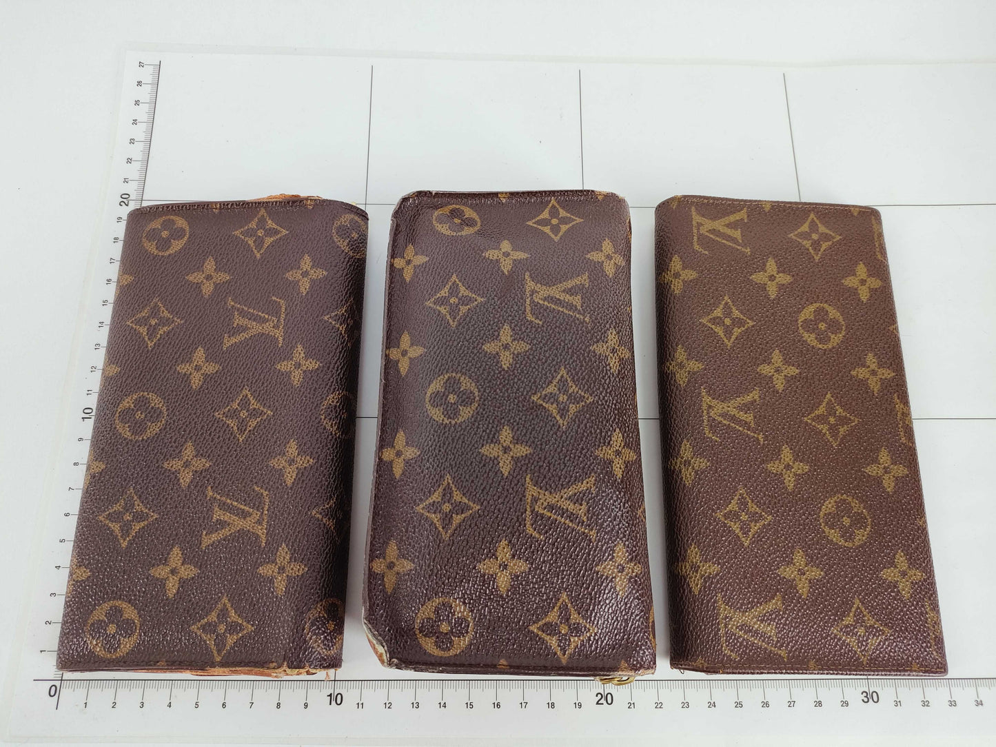 LOUIS VUITTON Monogram Louis Vuitton Long Wallet Set of 3 with Serial Number