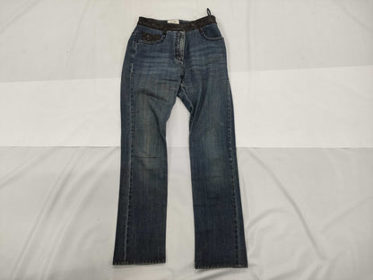 CHANEL Matelasse Leather Denim Pants, Size 38, Medium, Cotton, CHANEL Pants