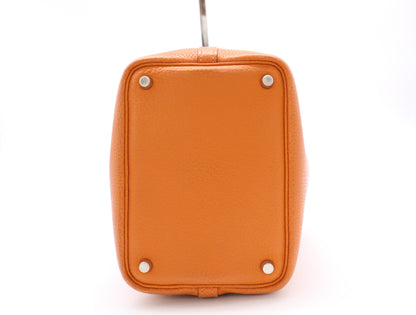HERMES Picotin PM Orange Taurillon Clemence Leather Handbag with Box and Dust Bag
