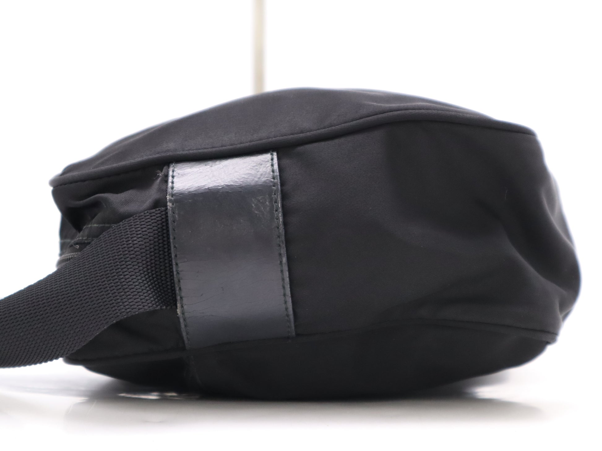 PRADA nylon triangle logo nylon shoulder bag with white tag