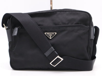 PRADA nylon triangle logo nylon shoulder bag with white tag