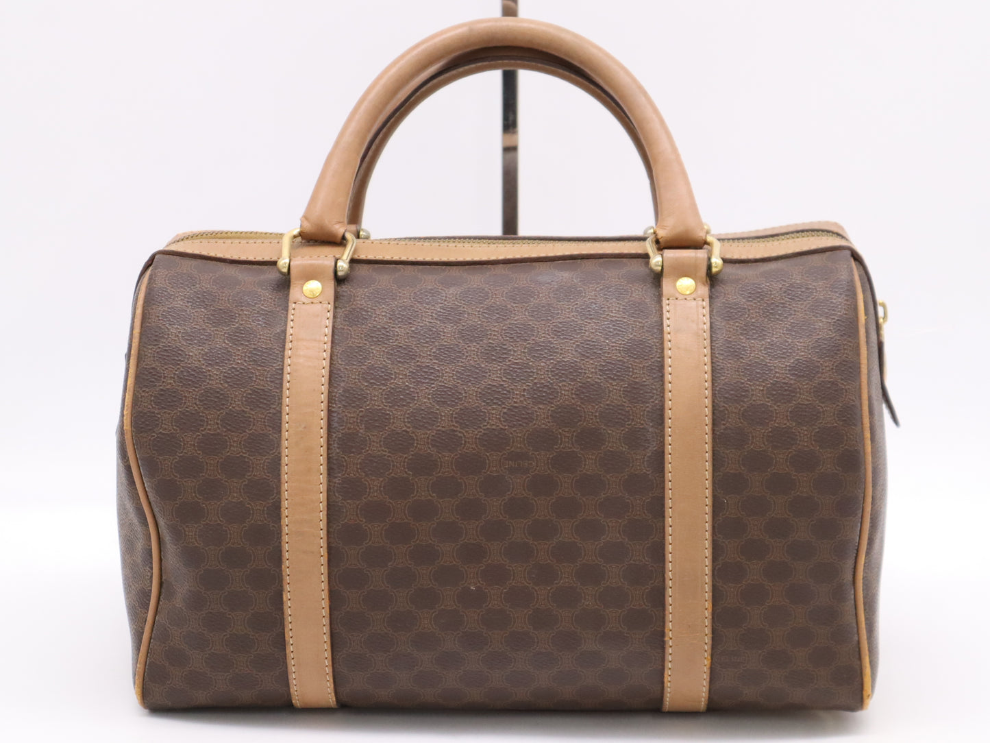 CELINE Leather Mini Boston Bag Brown