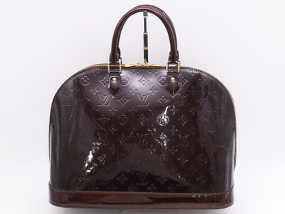 LOUIS VUITTON M93595 Vernis Alma GM Amaranth Handbag with Cloche and 2 Keys