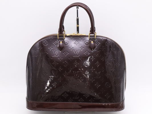 LOUIS VUITTON M93595 Vernis Alma GM Amaranth Handbag with Cloche and 2 Keys