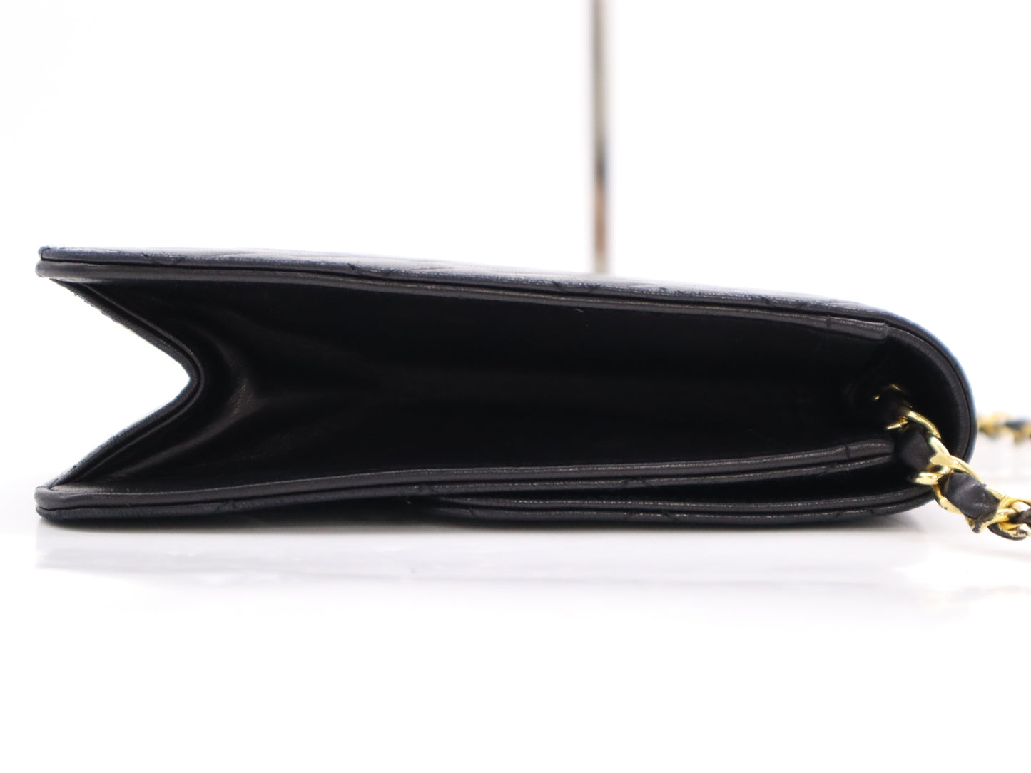 CHANEL Lambskin Matelasse 25 Single Flap Shoulder Bag with S-Chain, Push Lock, and Gold Hardware, Black