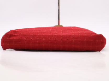 HERMES Nylon/Leather Amedaba MM Red Tote Bag with Silver Hardware