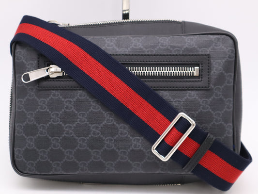 GUCCI 478325GG Supreme Body Bag Waist Belt Bag Black Red Waist Bag