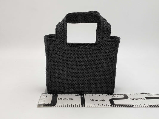 LOEWE Font 2-Way Tote Mini Raffia Black with Strap and Dust Bag