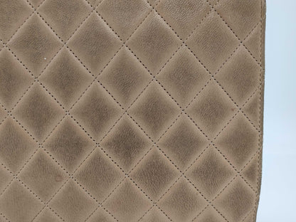 CHANEL Lambskin Matelasse 25 S Flap S Chain Push Lock Gold Hardware Beige Shoulder Bag