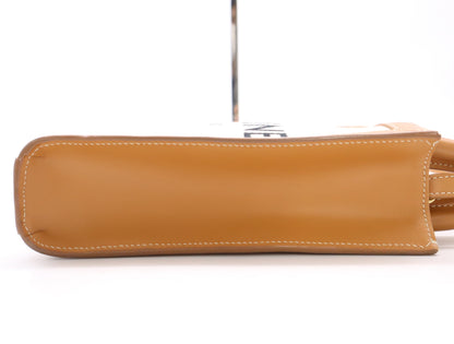 CELINE Mini Vertical Cabas 2-Way Shoulder Bag, Canvas and Leather, Beige and Brown, with Shoulder Strap