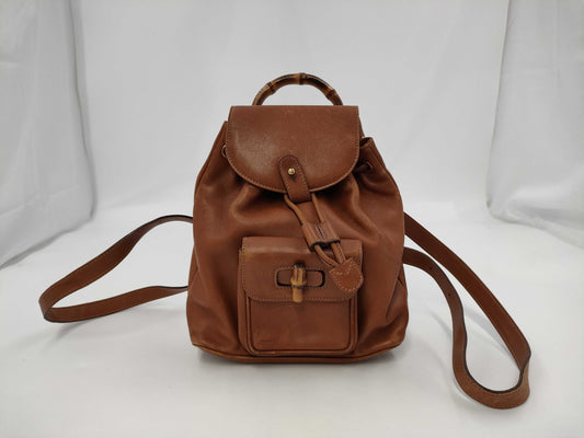 GUCCI Bamboo Leather Backpack Brown