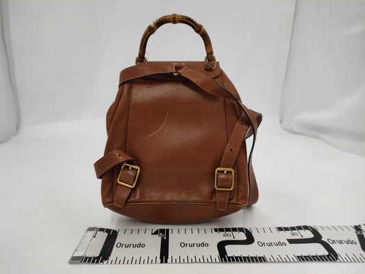 GUCCI Bamboo Leather Backpack Brown