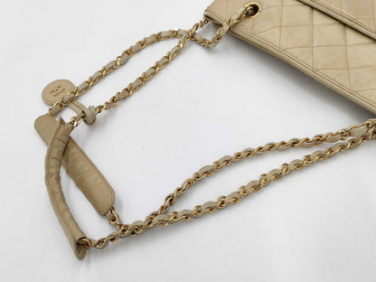 CHANEL Matelasse Chain Shoulder Bag in Beige, Lambskin, 0 Series, Tote Bag