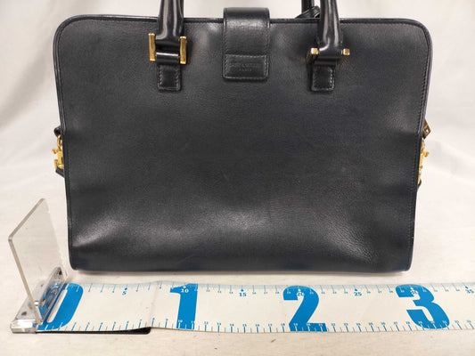 SAINT LAURENT Cabas Shoulder Handbag Leather with Gold Hardware