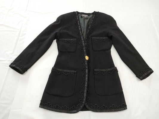 CHANEL Coco Mark Lace Trim Jacket