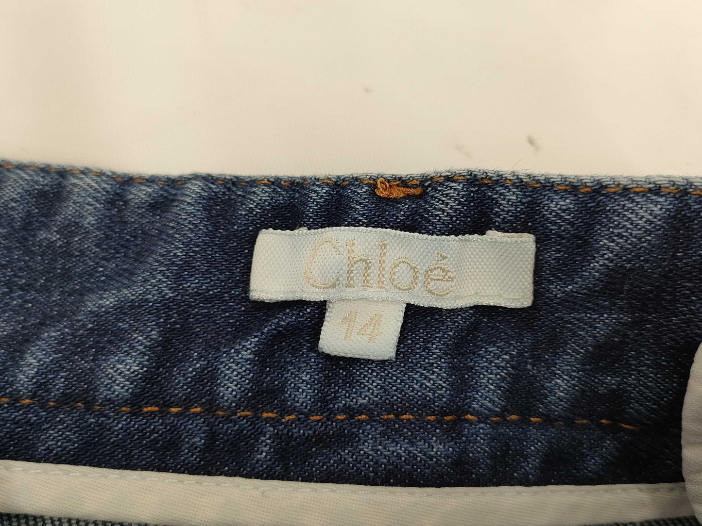 Chloe Logo Embroidered Flare Denim Pants, Kids' Size 14