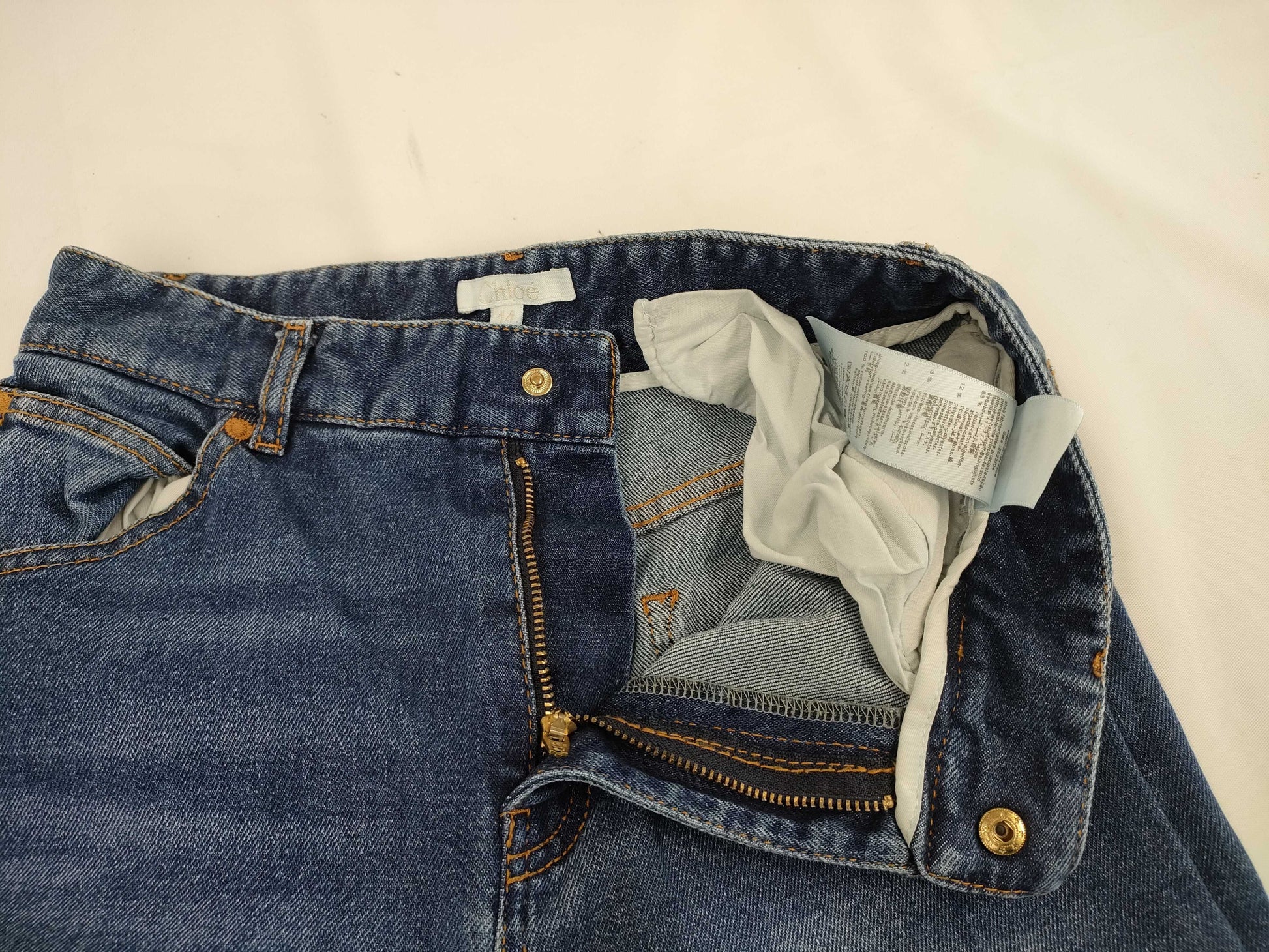 Chloe Logo Embroidered Flare Denim Pants, Kids' Size 14