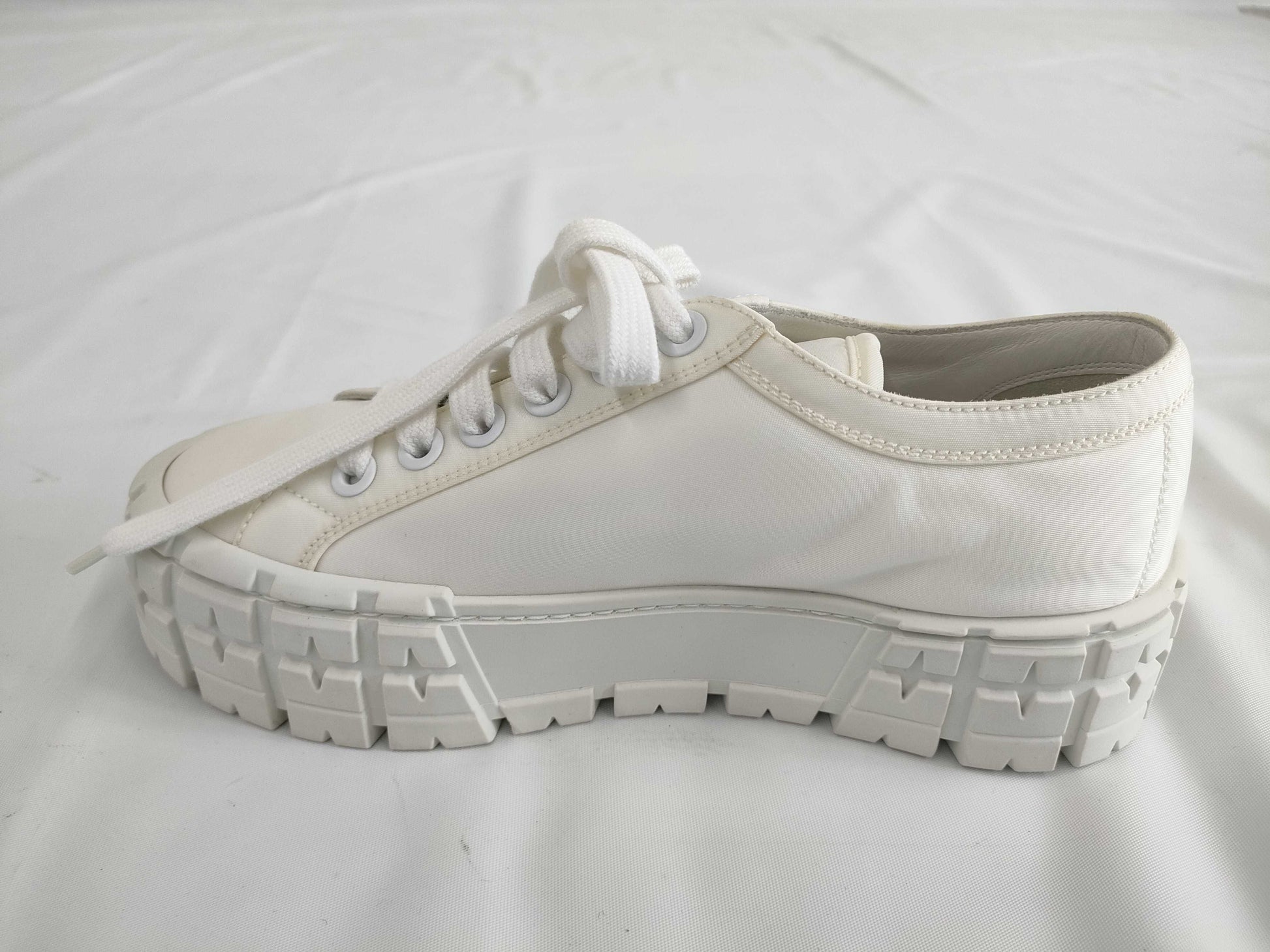 PRADA Double Wheel Nylon Gabardine Sneakers, Size 38
