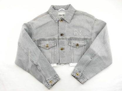 Miu Miu Miu Cropped Logo Denim Jacket