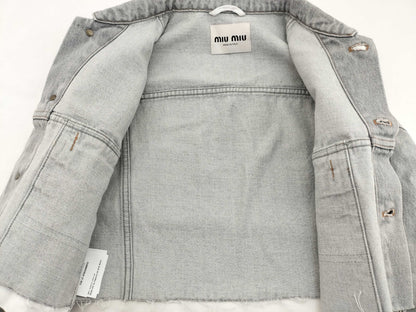 Miu Miu Miu Cropped Logo Denim Jacket