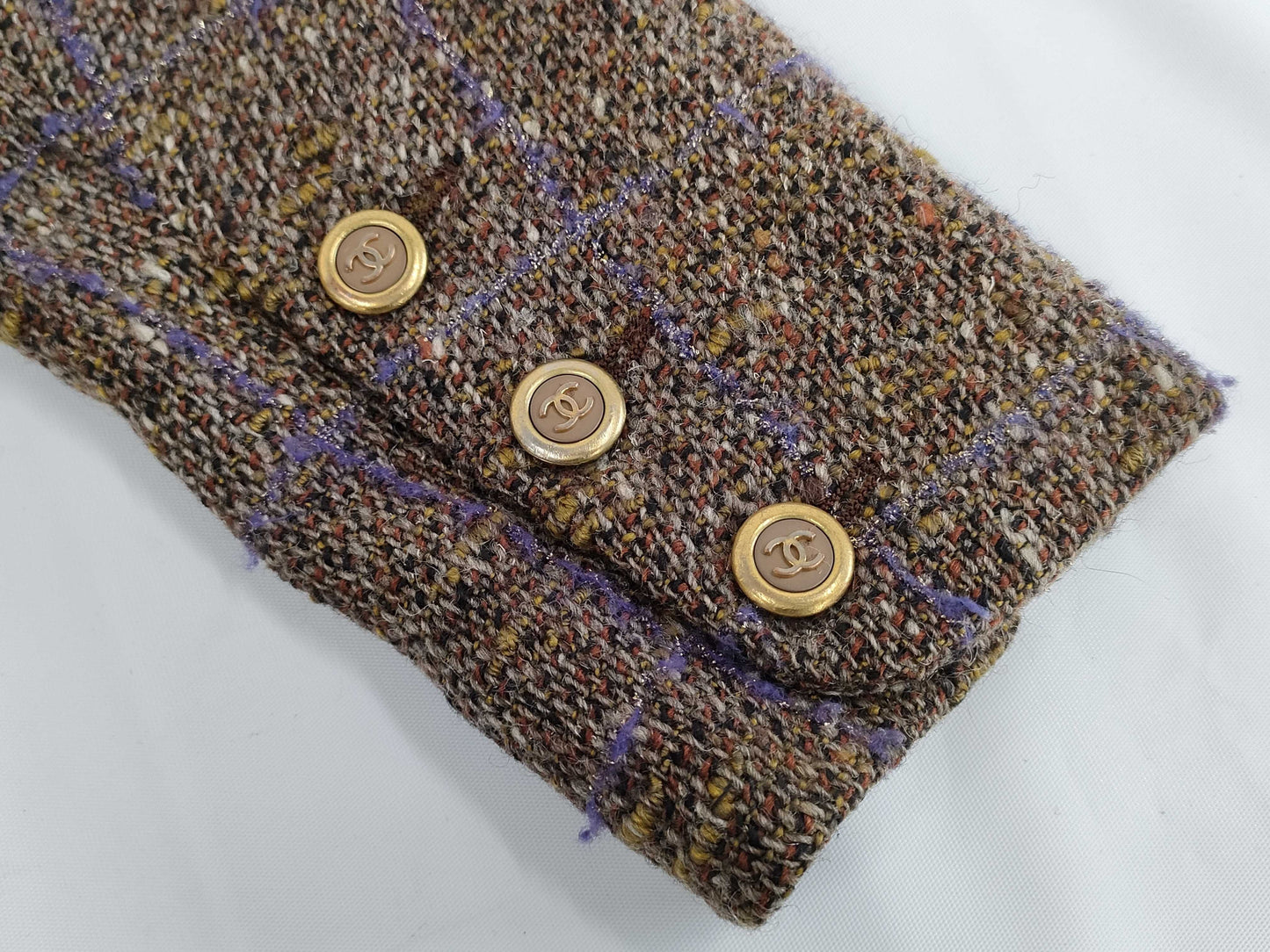 CHANEL 94A Brown and Purple Tweed Jacket P03459 42 Jacket