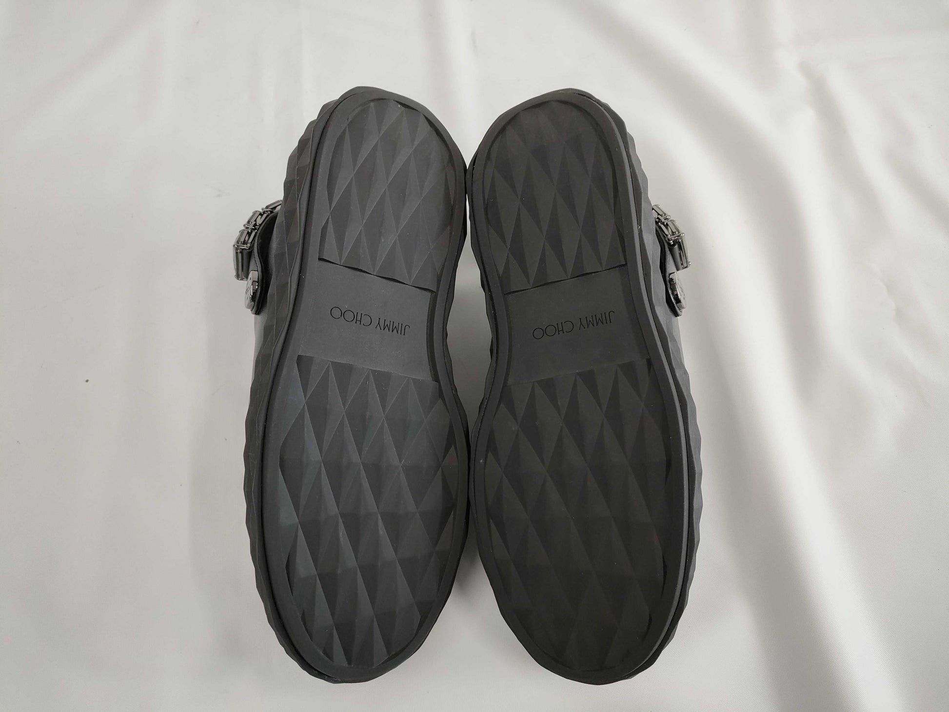 JIMMY CHOO Crystal Strap Nappa Leather Slip-On Sneakers, Size 39