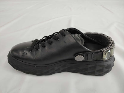 JIMMY CHOO Crystal Strap Nappa Leather Slip-On Sneakers, Size 39