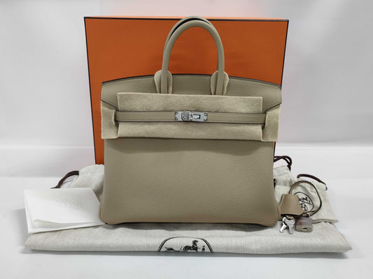 HERMES Birkin 25 Trench Togo Silver Hardware K Stamp Handbag