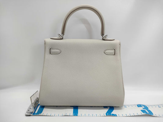 HERMES Kelly 25 Beton Togo Silver Hardware W Stamp Handbag