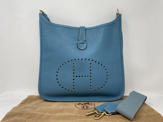 HERMES HERMES Shoulder Bag Evelyn PM Blue Jean Shoulder Bag
