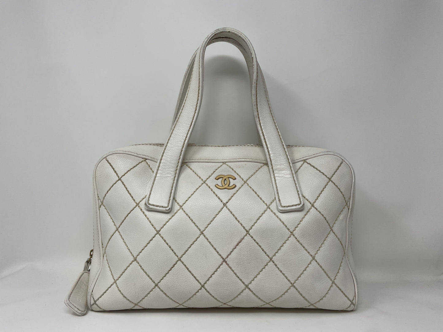 CHANEL CHANEL Handbag Wild Stitch White Matelasse Handbag
