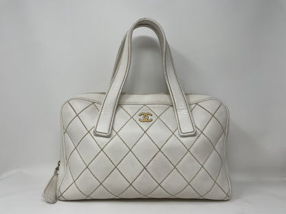 CHANEL CHANEL Handbag Wild Stitch White Matelasse Handbag