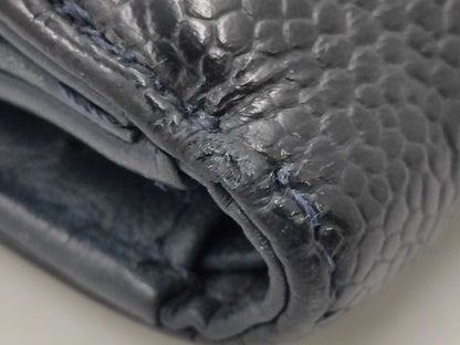 CHANEL Caviar Skin Deca Coco Double Hook Bifold Wallet
