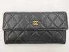 CHANEL Caviar Skin Matelasse Long Flap Wallet
