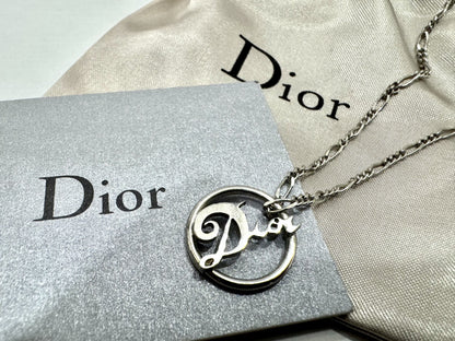 Dior DIOR logo silver necklace