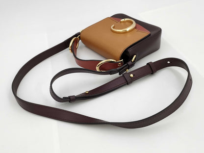 Chloe C 2-way shoulder bag, leather, two-tone, yellow and burgundy.