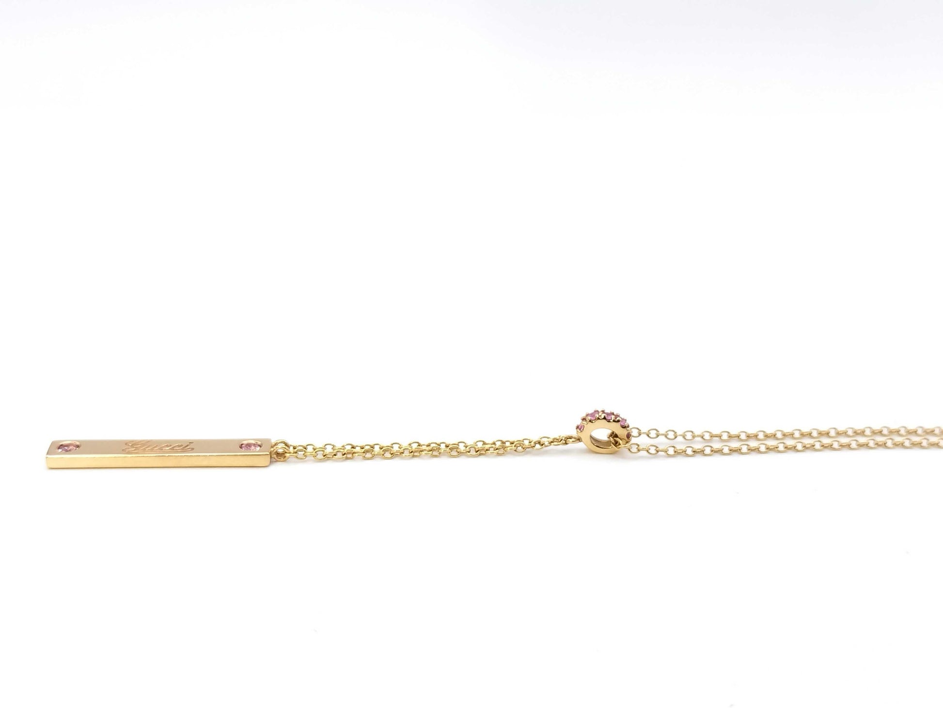 GUCCI Plated Pink Sapphire Necklace in YG 750, 5.0g 
