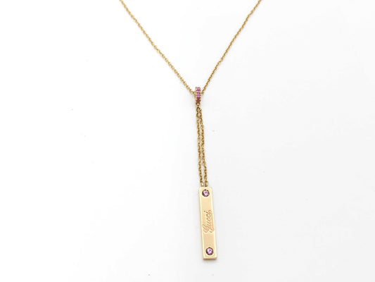GUCCI Plated Pink Sapphire Necklace in YG 750, 5.0g 