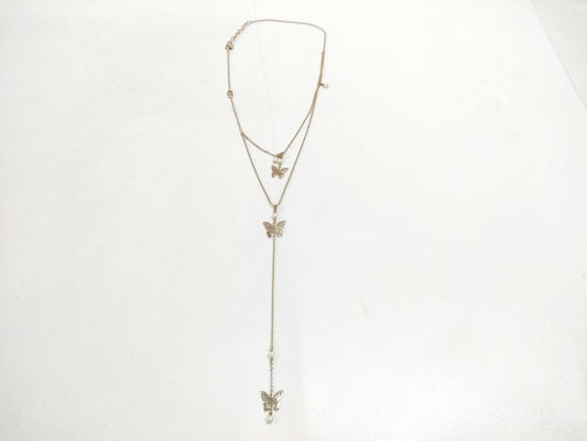 Dior Christian Dior Butterfly Motif GP Faux Pearl Necklace