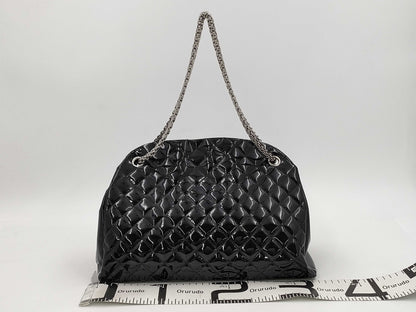 CHANEL Patent Matelasse Chain Tote, Black, 14176576