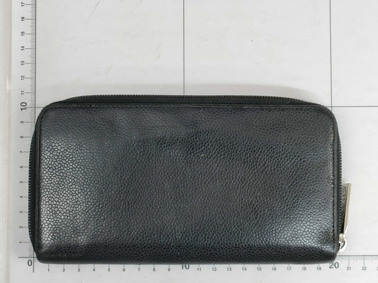 CHANEL Caviar Leather Long Wallet with Stickers and Cards