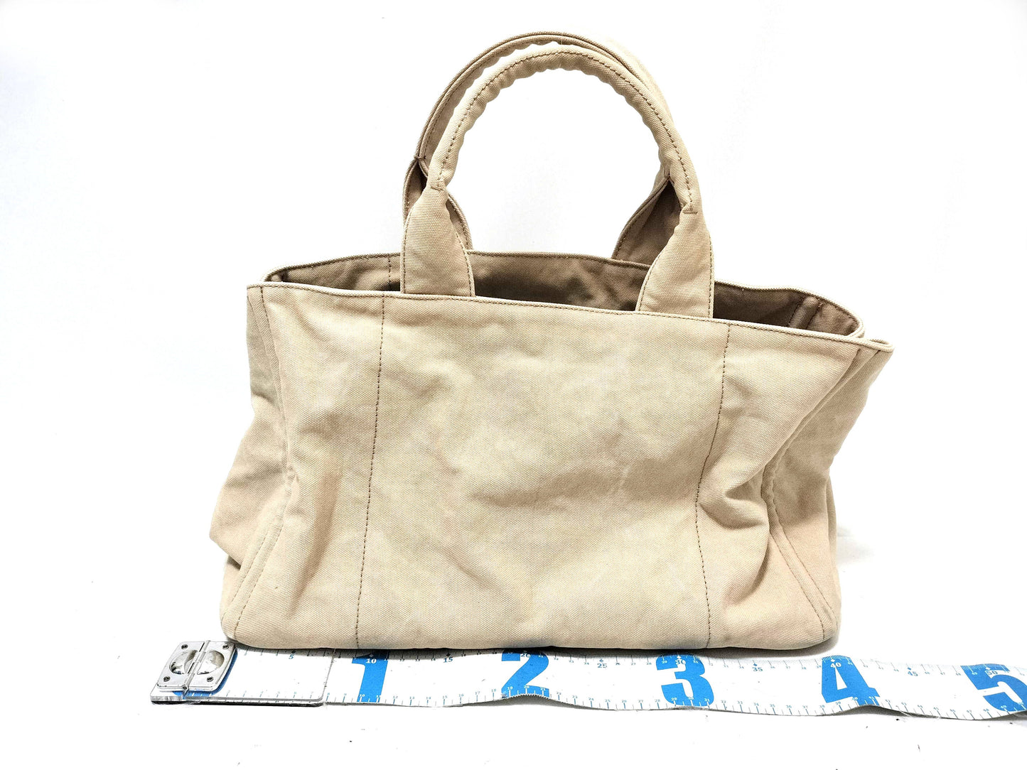 PRADA Prada Canapa Denim Handbag with Triangle Logo