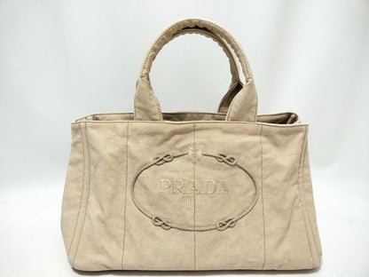 PRADA Prada Canapa Denim Handbag with Triangle Logo