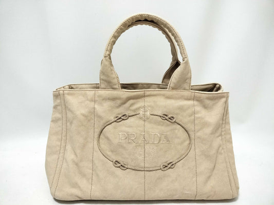 PRADA Prada Canapa Denim Handbag with Triangle Logo