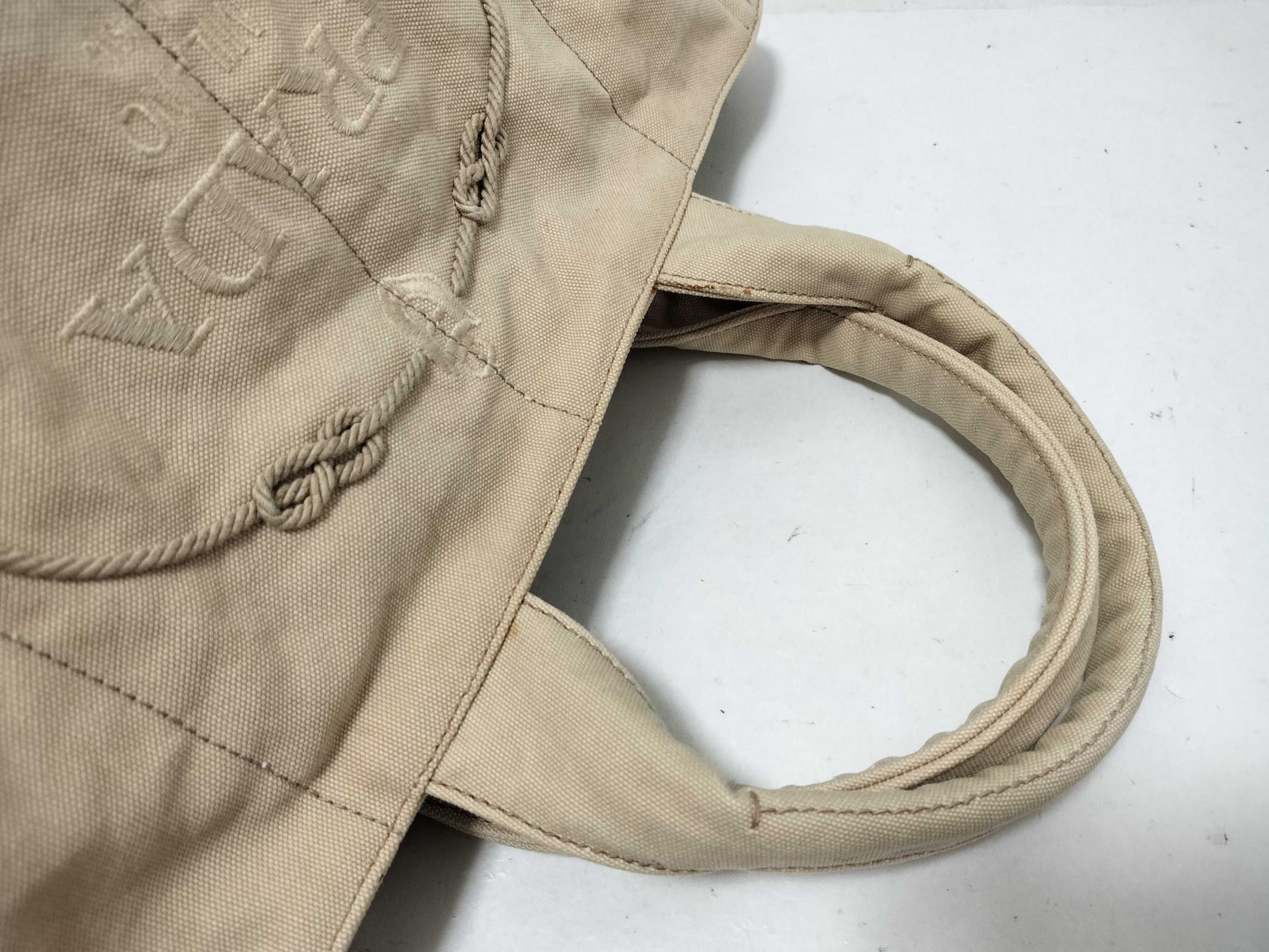 PRADA Prada Canapa Denim Handbag with Triangle Logo